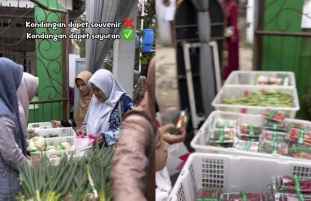 Viral! Pasangan Pengantin Bagi-Bagi Sayur Segar Jadi Souvenir Pernikahan